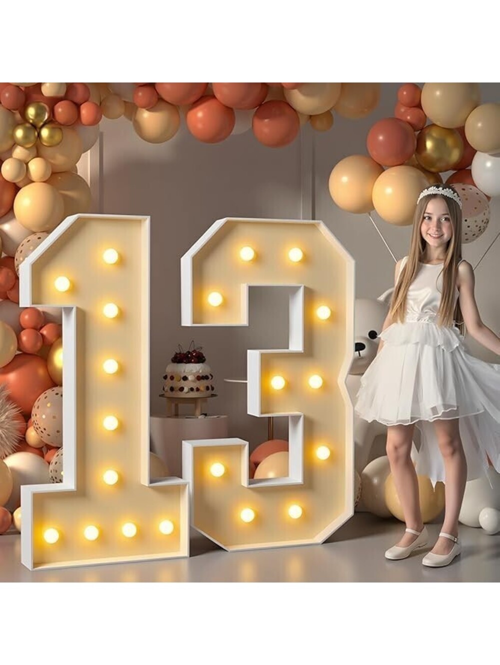 Imprsv 4FT Light Up Number 13th Birthday Anniversary Party Decoration Kit -DIY